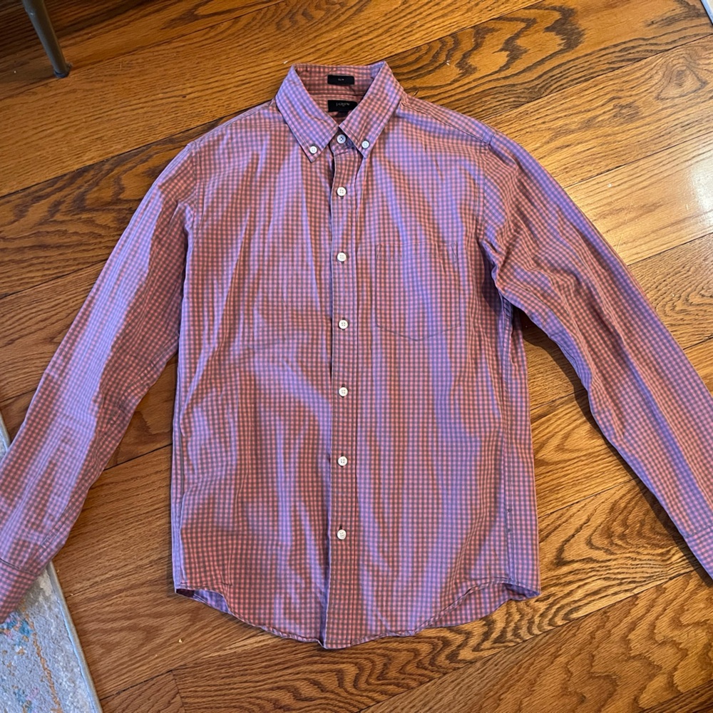 J. Crew Pink and Blue Checkered Shirt